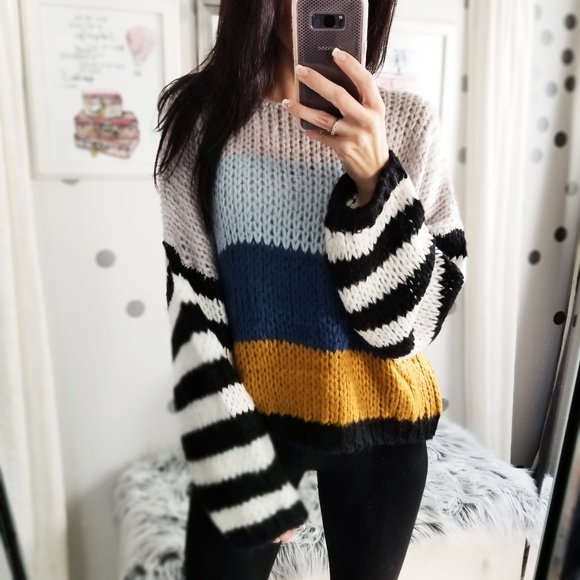 Sweaters - Last1️⃣Color Block Oversized Slouchy Sweater